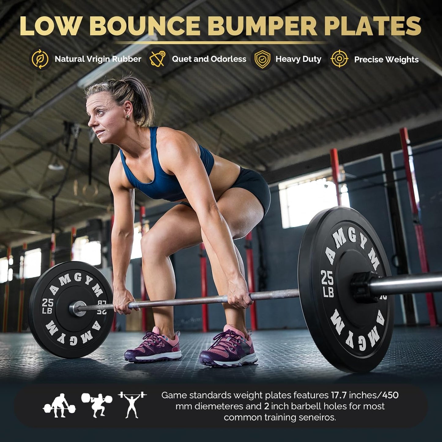 LB Bumper Plates Olympic Weight Plates, Bumper Weight Plates, Steel Insert, Strength Training