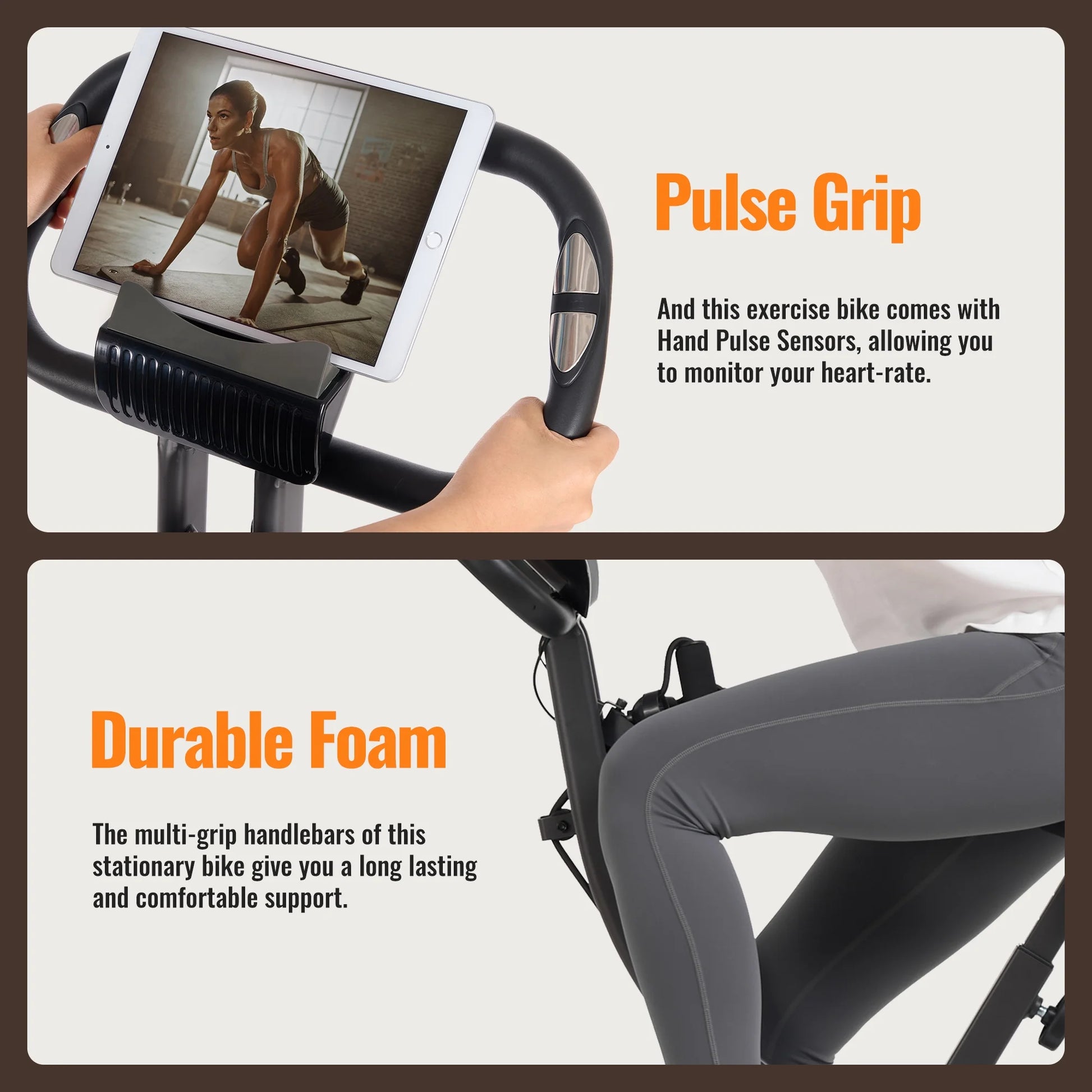 3-In-1 Exercise Bike Quiet Folding Magnetic Stationary Exercise Bikes with Arm Resistance Bands Home Workout Use