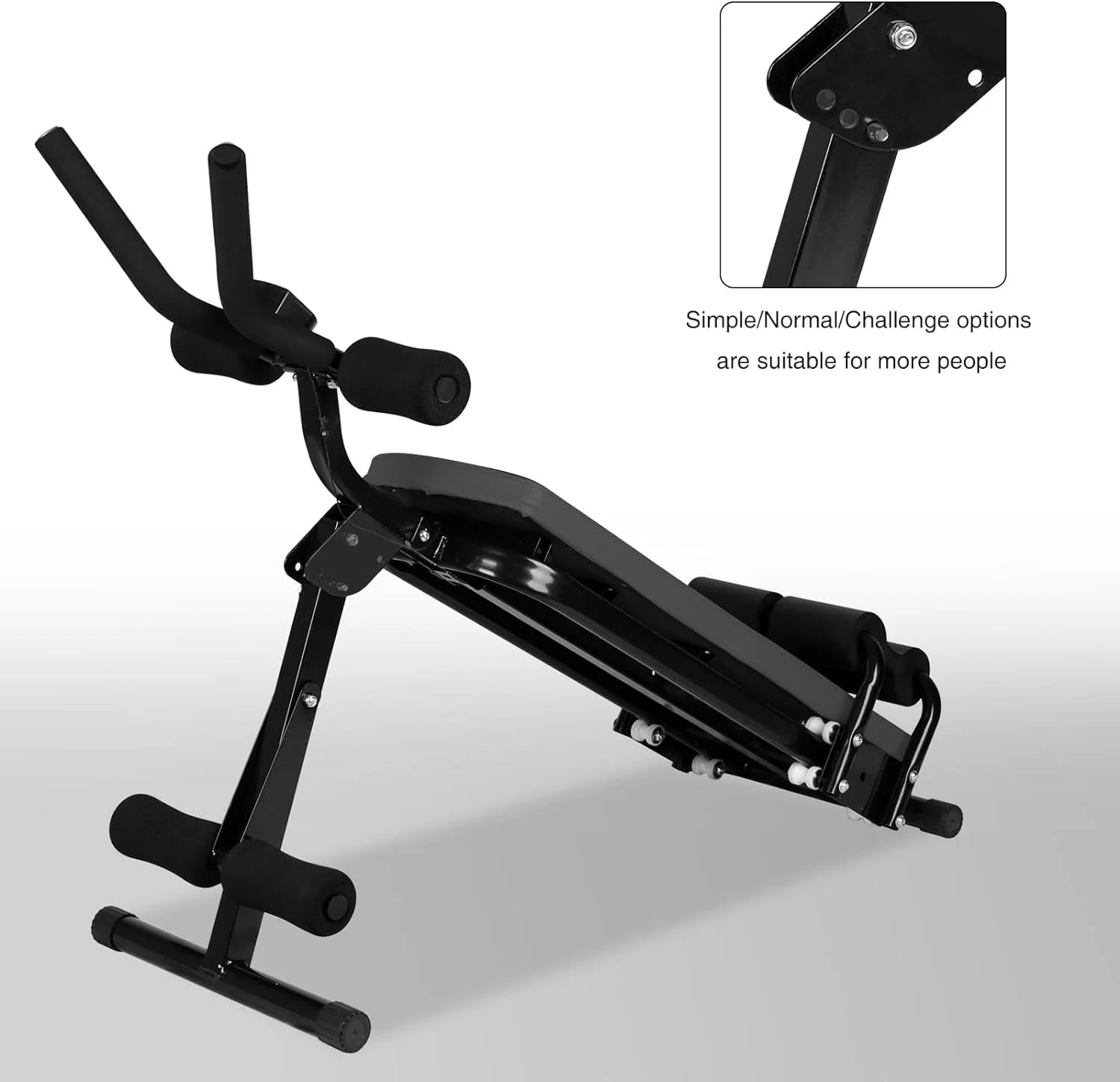 Ab Machine, Ab Workout Equipment for Home Gym, Foldable Ab Trainer Fitness Equipment with LCD Display, Black